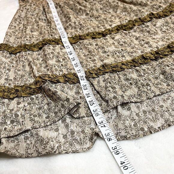 Aureum Sage Green Floral Tiered Ruffle Dress Sz S #AD1055 - Picture 9 of 11